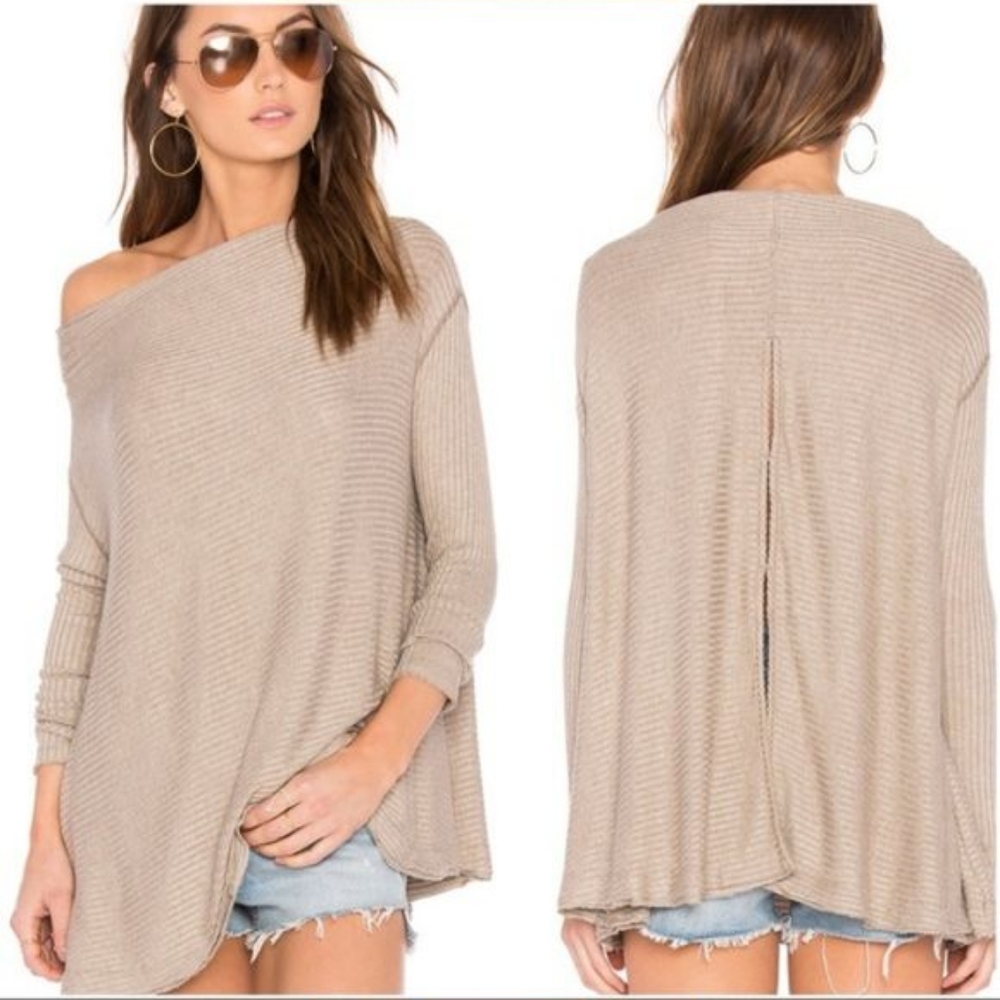 Free People We The Free Lovers Ribbed Thermal Top Split Back Small
